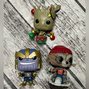 3 Funko Pocket Pop! Minifigures Marvel Guardians of the Galaxy Christmas Figures